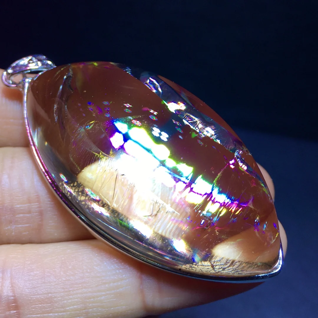 

Natural White Quartz Pendant Necklace 4White Quartz Jewelry 51.8/26/20mm Women Men Rainbow Brazil AAAAAA