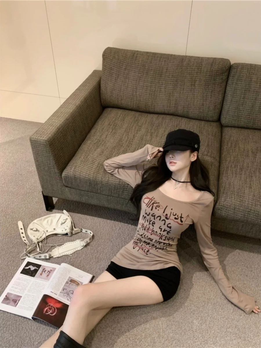 

Футболки с длинными рукавами, женские повседневные хлопковые топы, свободная посадка, дышащие, удобные, летние, повседневные, универсальные, уличные, универсальный вид