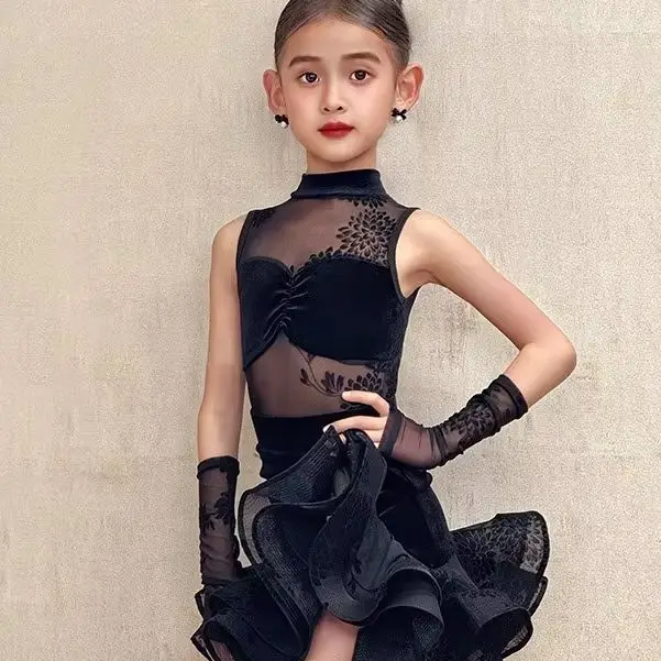 

New high-end girls' practice suits, summer children's performance suits, girls' Latin dance costumes and performance suits