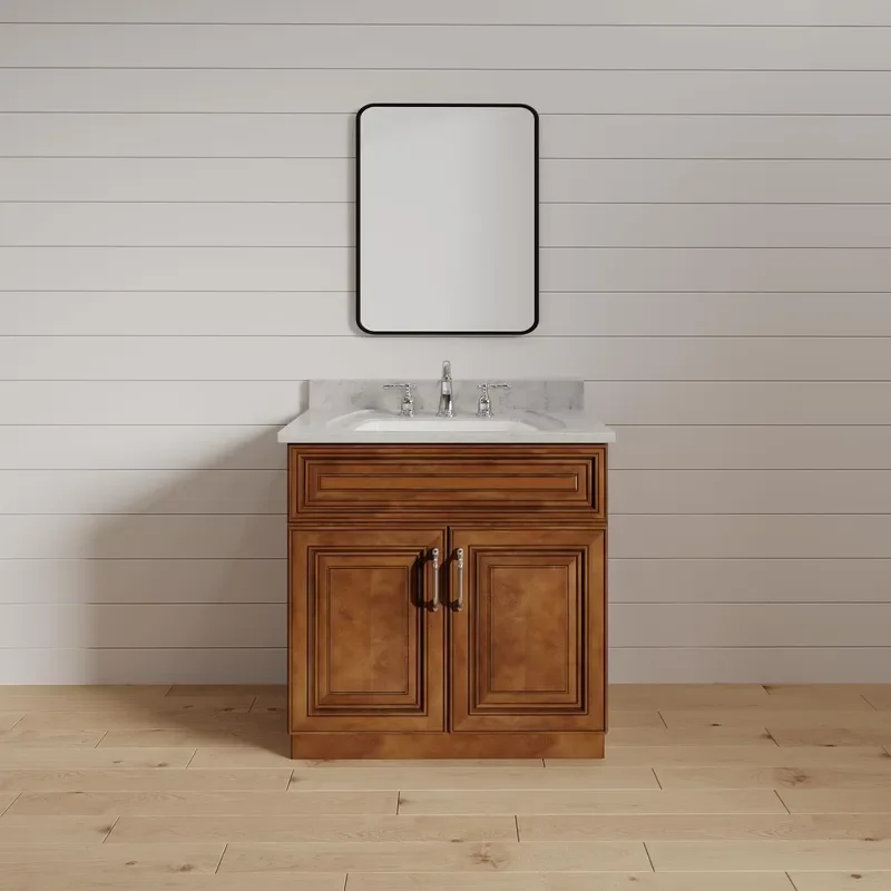 Saddle Brown Shaker Vanity Single Sink 24 Wx34.5 Hx21 D