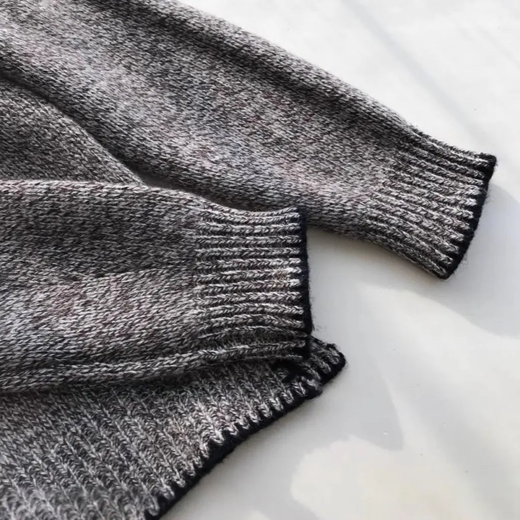 

Generous Songhua Coffee Cashmere Sheep Wool Half High Neck Thickened Knitted Sweater Winter Yarn Flower Style F112010