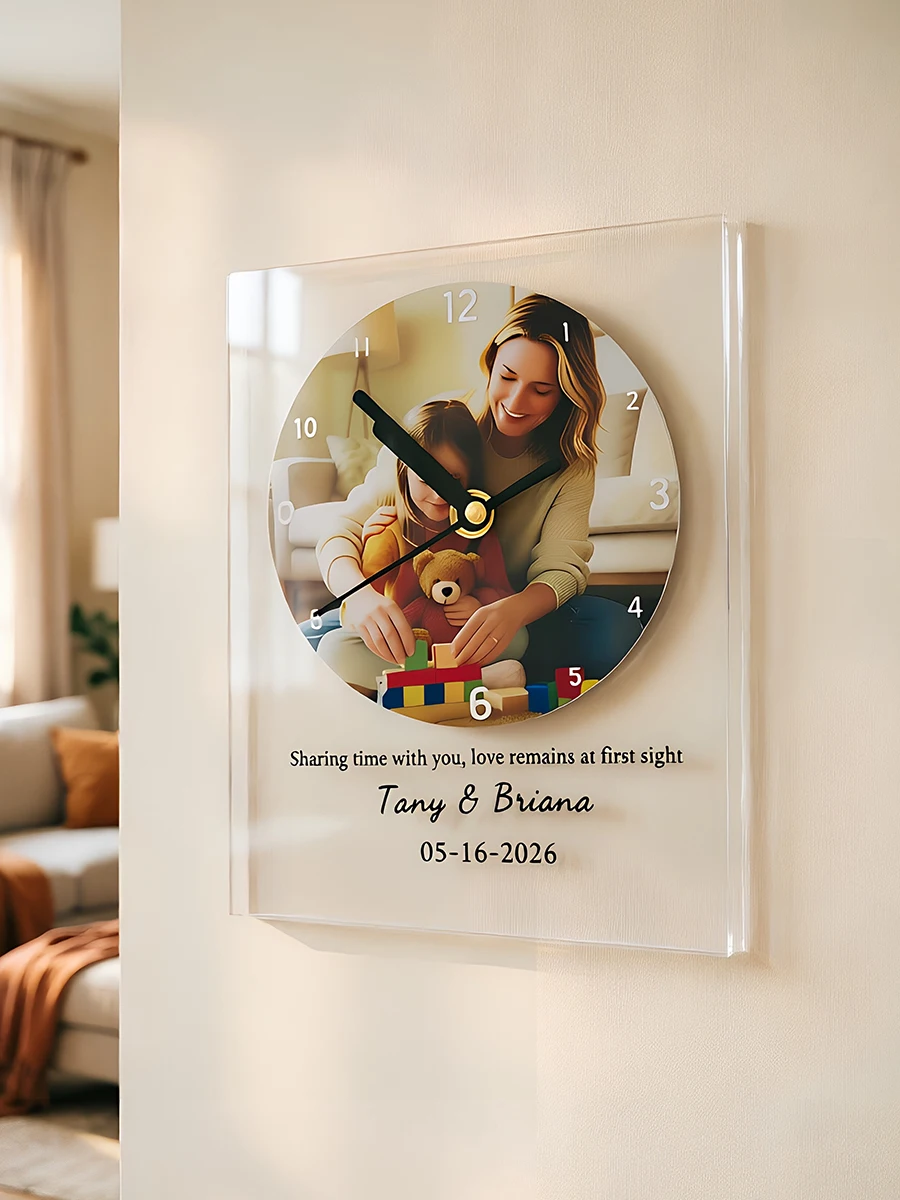 Personalized Custom Photo Clock- Unique DIY Home Decor Wall Desk Clock with Text And Picture