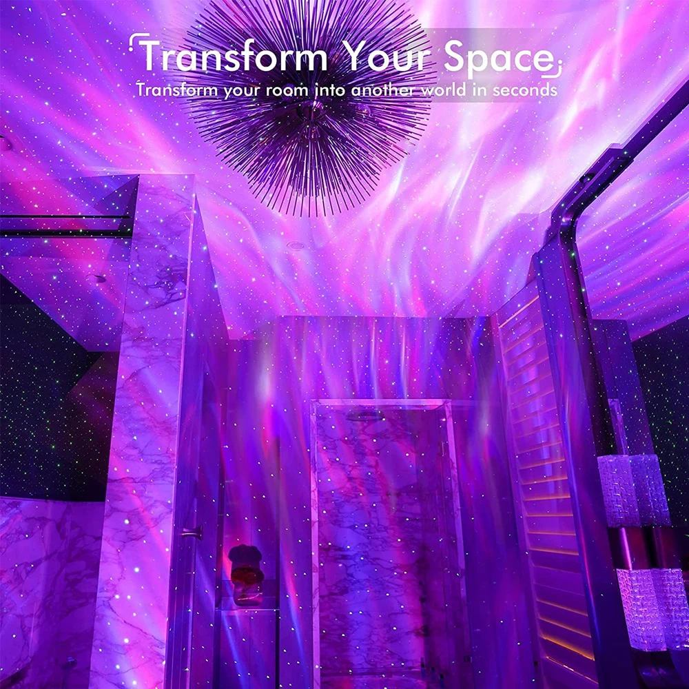Projektor Galaxy Star do sypialni LED Night Light Projektor Aurora z głośnikiem Bluetooth Białe szumy i zdalny prezent do dekoracji pokoju