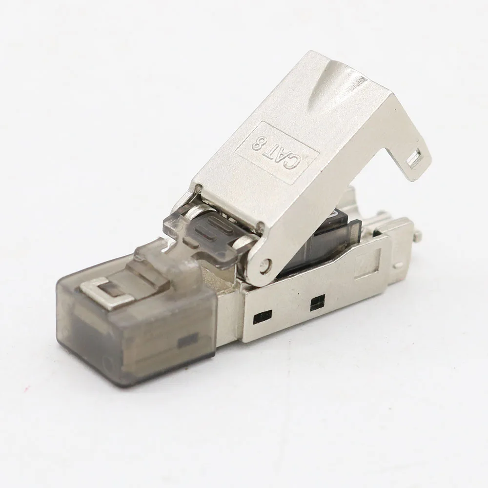 RJ45 CAT 6A Cat 7 CAT 8 Connector Tool-Free Toolless RJ45 Termination Plug Reusable Shielded for Ethernet Cables 10Gbps PoE 2PCS