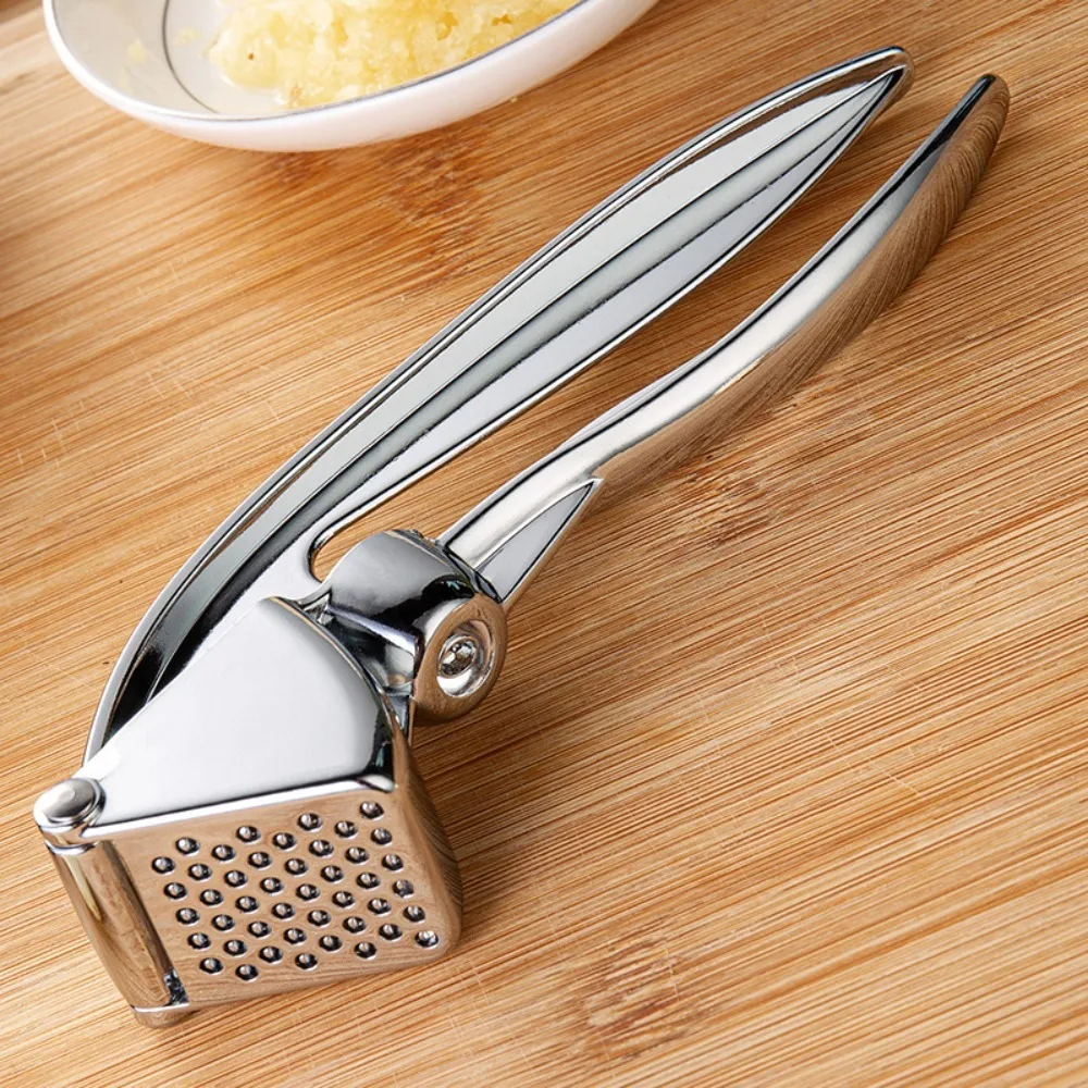 Practical 2 in 1 Garlic Press Rust-proof Corrosion-resistant Garlic Masher Labor-saving Zinc Alloy Garlic Squeezer Hawthorn