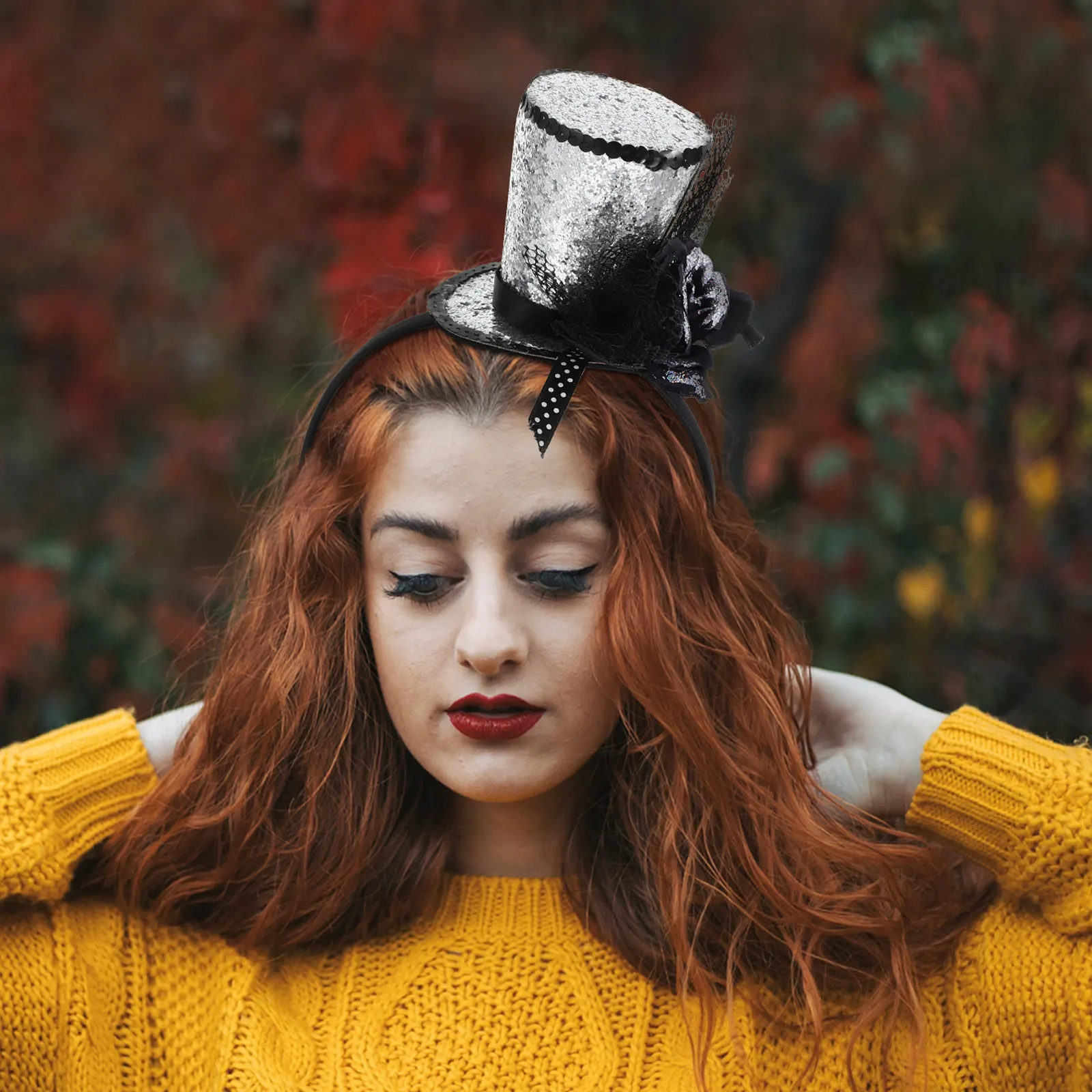 

Top Hat Headband Mini Sequins Tea Party Headpiece Sparkling Glitter Holiday Party Photo Props Women Accessories