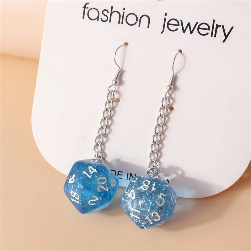 Lustige Acryl-Zahlenwürfel-Tropfenohrringe für Frauen, lange baumelnde Ohrringe, Ohrbügel, Mädchen, Party, Urlaub, Schmuck, Geschenke