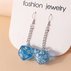 Funny Acrylic Number Dice Drop Earrings for Women Long Dangle Earrings Ear Hook Girls Party Holiday Jewelry Gifts