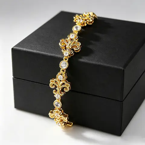 luxury real gold jewelry 24k certifid ancient brushed gold iris retro palace style exquisite bracelet adjustable