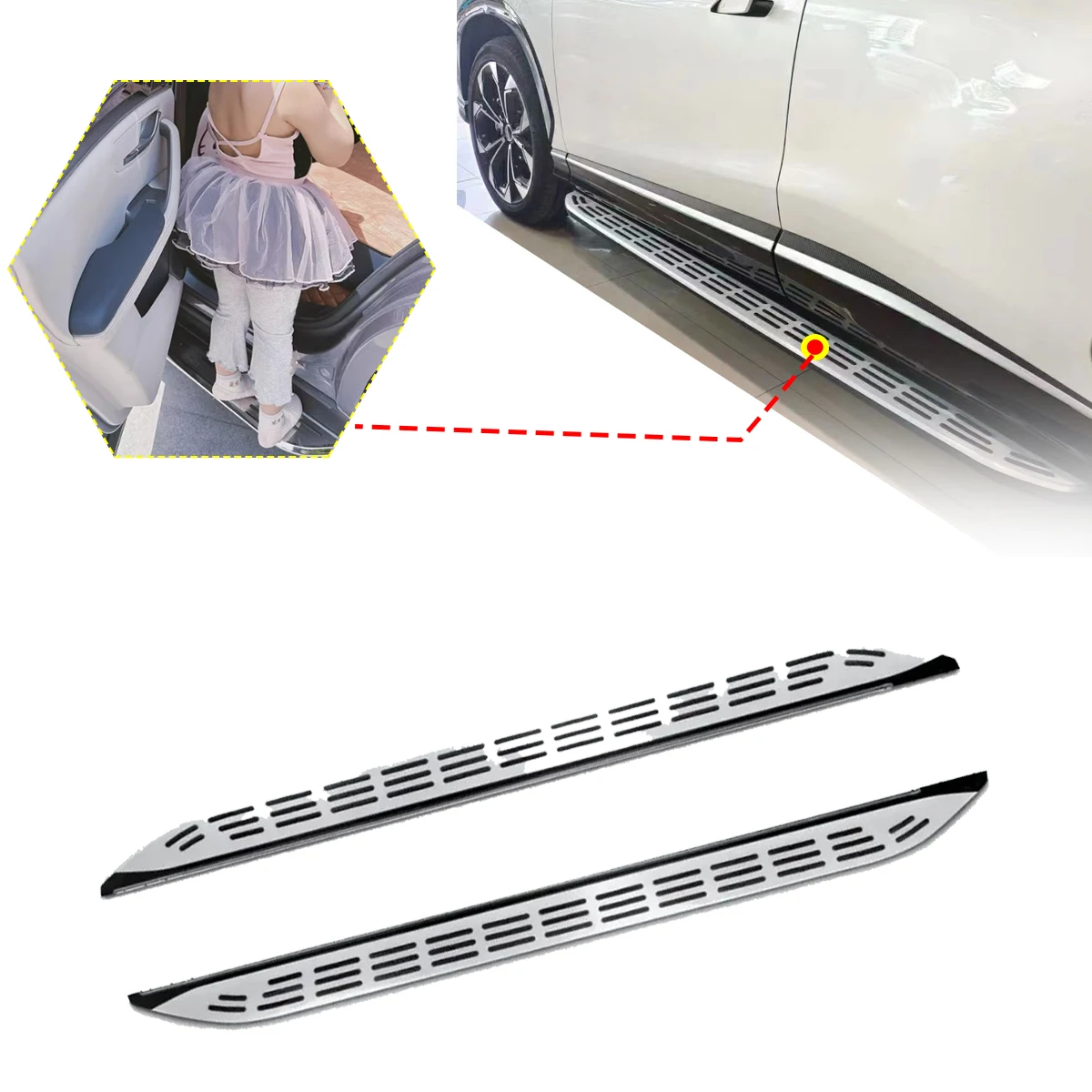 2PCS Side Step fits for Hyundai Santa Fe 2024 2025 Running Board Nerf Bars Stairs Aluminium Pedal