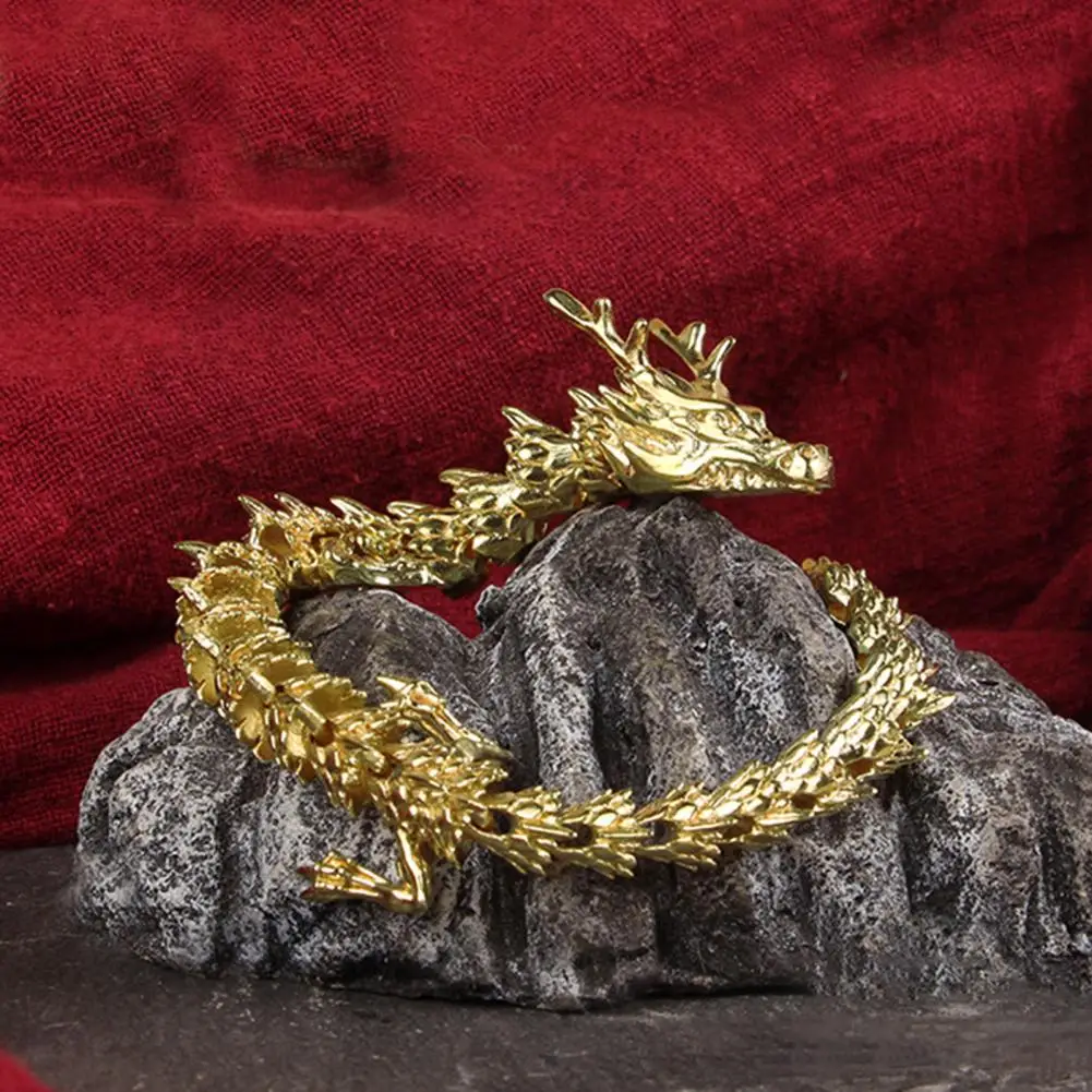 3D Dragon Statue Ornament Moveable Body Joints Antique Brass Lucky Dragon Desktop Office Ornament Crafts Home Decoration Gifts