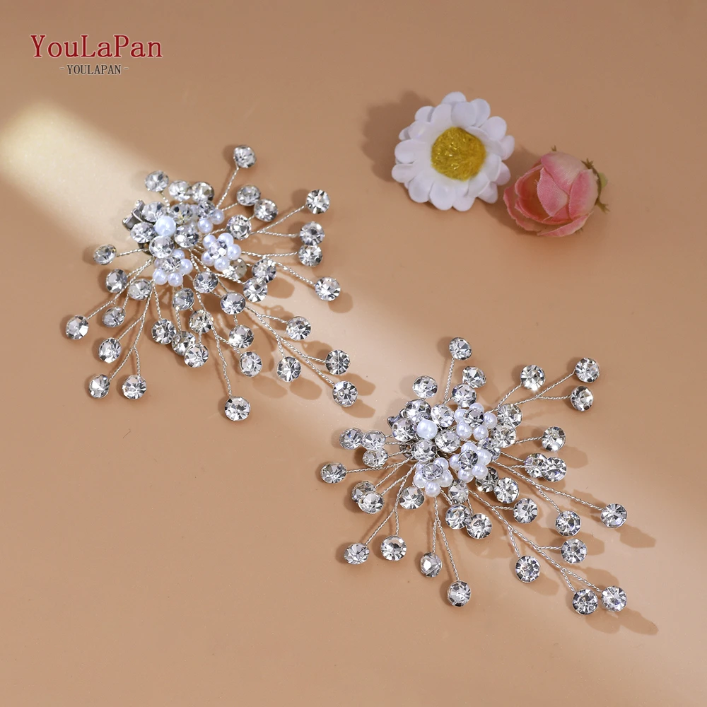 YouLaPan Women Bride Pearl Rhinestone Shiny Decoration Removable Wedding Metal Clamp Shoe Clips Fashion Accessories HX56