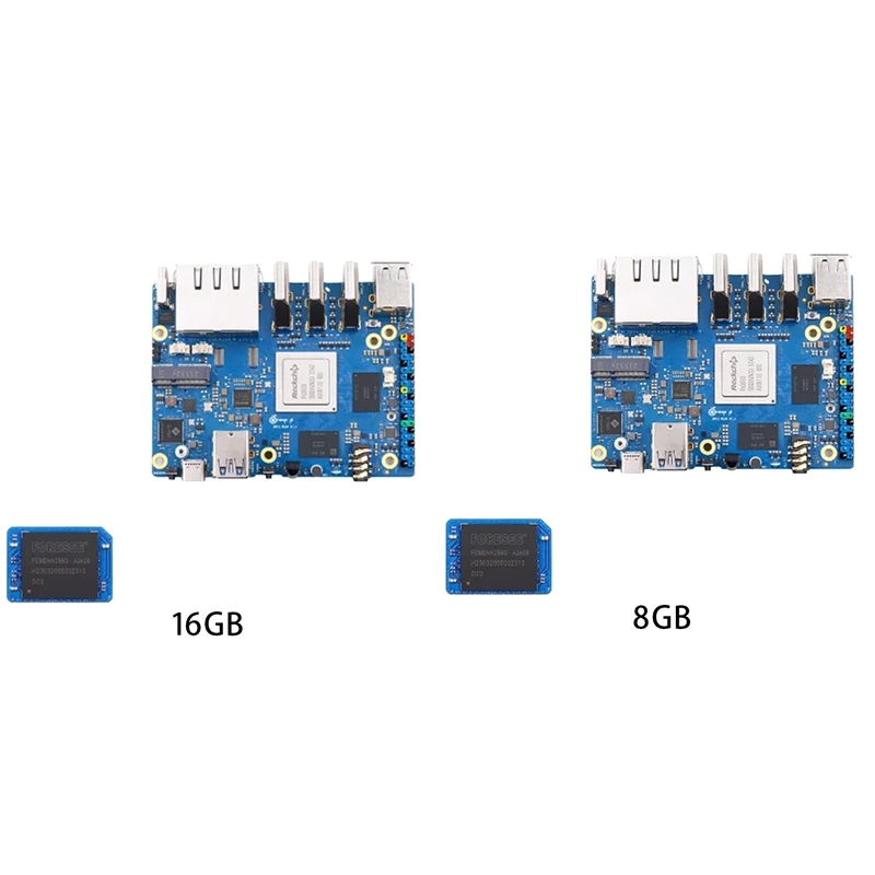 For Orange Pi 5 Plus 8GB RAM+256GB Emmc Module RK3588 Octa-Core 64-Bit Supports 8K Video 2.5G Supports Wifi6 BT Module Parts