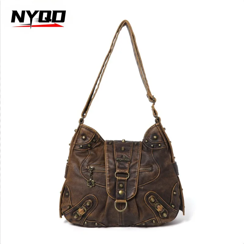 Fashion Women Vintage Large Capacity Shoulder Underarm Bag Ladies Multi-pockets PU Soft Leather Crossbody Bag Bolsas De Mujer