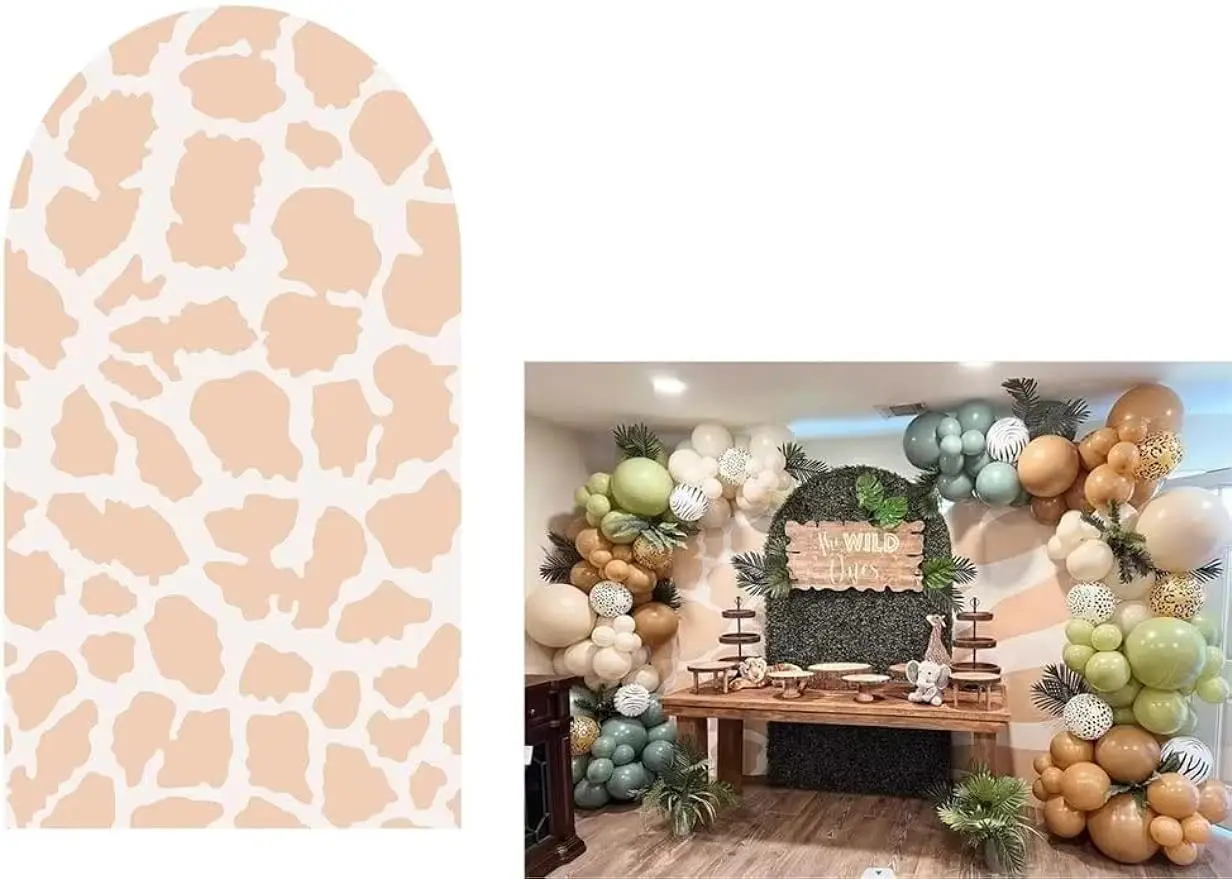 

Giraffe Jungle Arch Backdrop Covers Wild Animals Stretchy Photography Wall Background for Baby Shower Birthday Party Decor