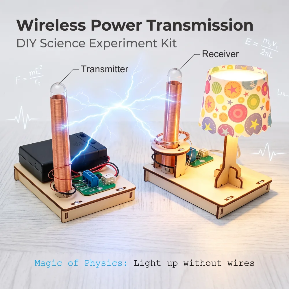 DIY Wireless Power Transmission Science Experiment Kit, STEM Physics Assembly Model Children Educational Handmade Learning Gift