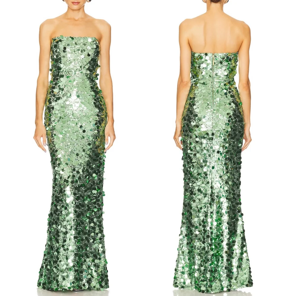 فستان سهرة فاخر مزين بالترتر مخصص، فساتين طويلة حورية البحر بدون حمالات، مناسبة مخصصة للحفلات اللامعة #1