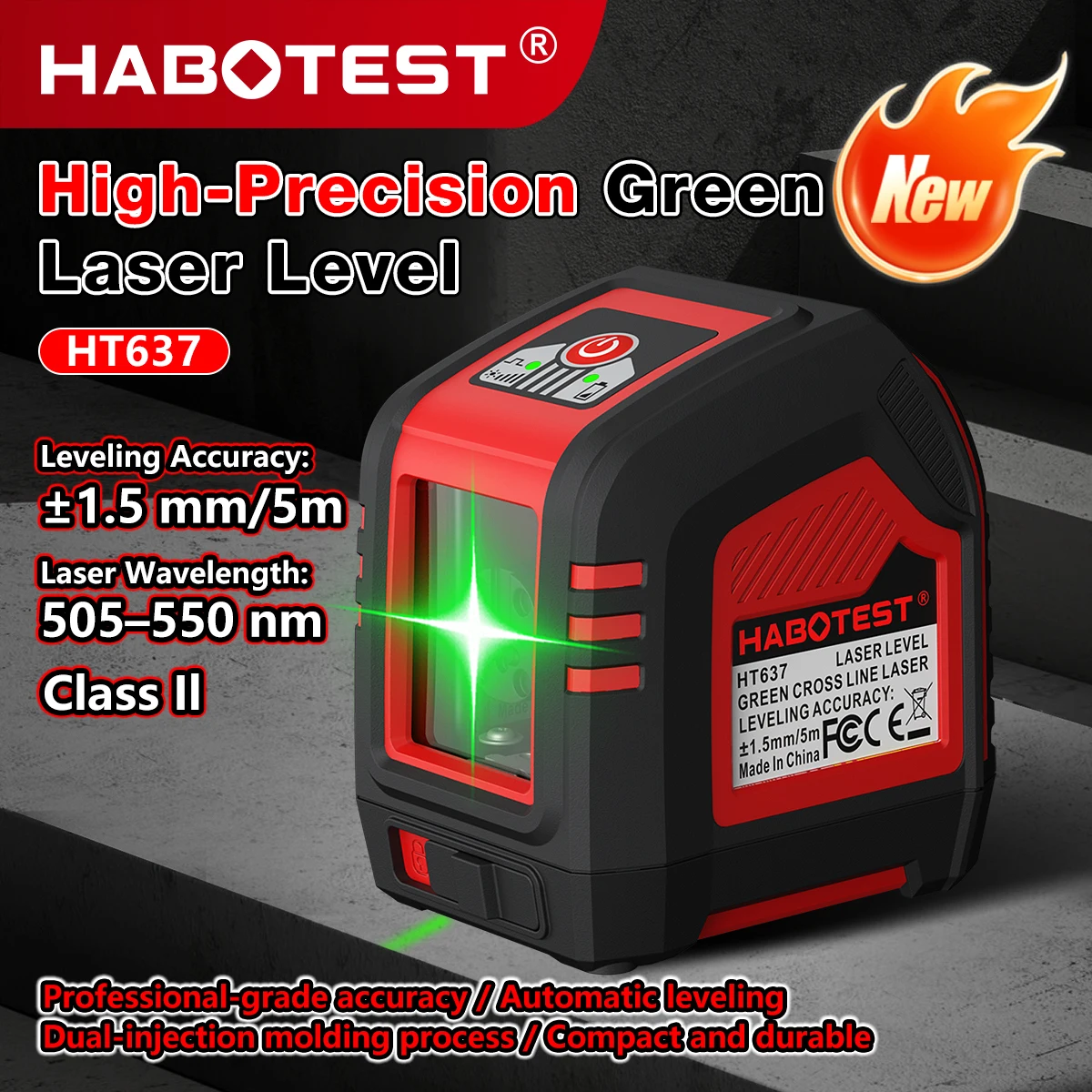 HABOTEST HT637  Mini Pen Laser Tachometer Non Contact Optical Revolution Counter 1000mm Effective Distance LCD DIY Laser Tool