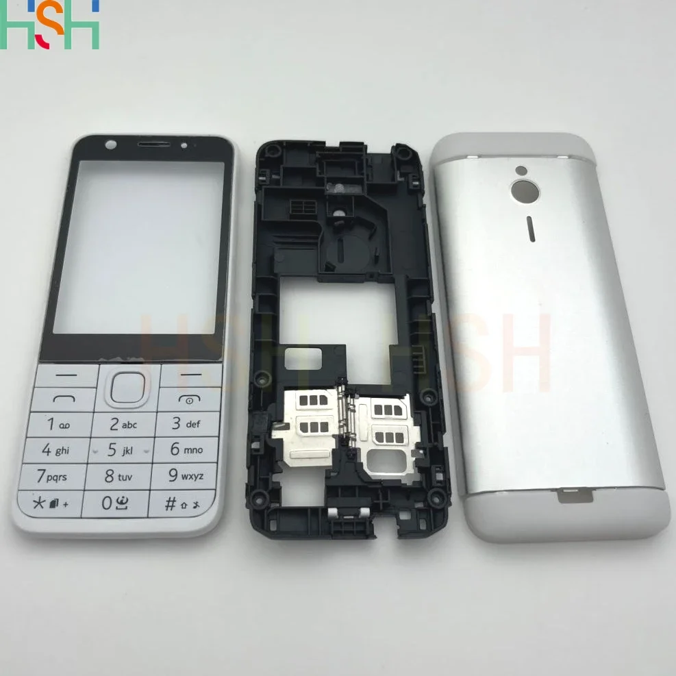 Full Housing Battery Cover Rear Case for Nokia 230 230ds RM-1172 RM-1126 Housing Middle Frame English Keyboard Button