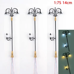 1/3 szt. Model światła lampa uliczna LED Retro ciepła biała latarnia pociąg kolejowy układ DIY dekoracja ogrodowa 1:75 skala 14cm