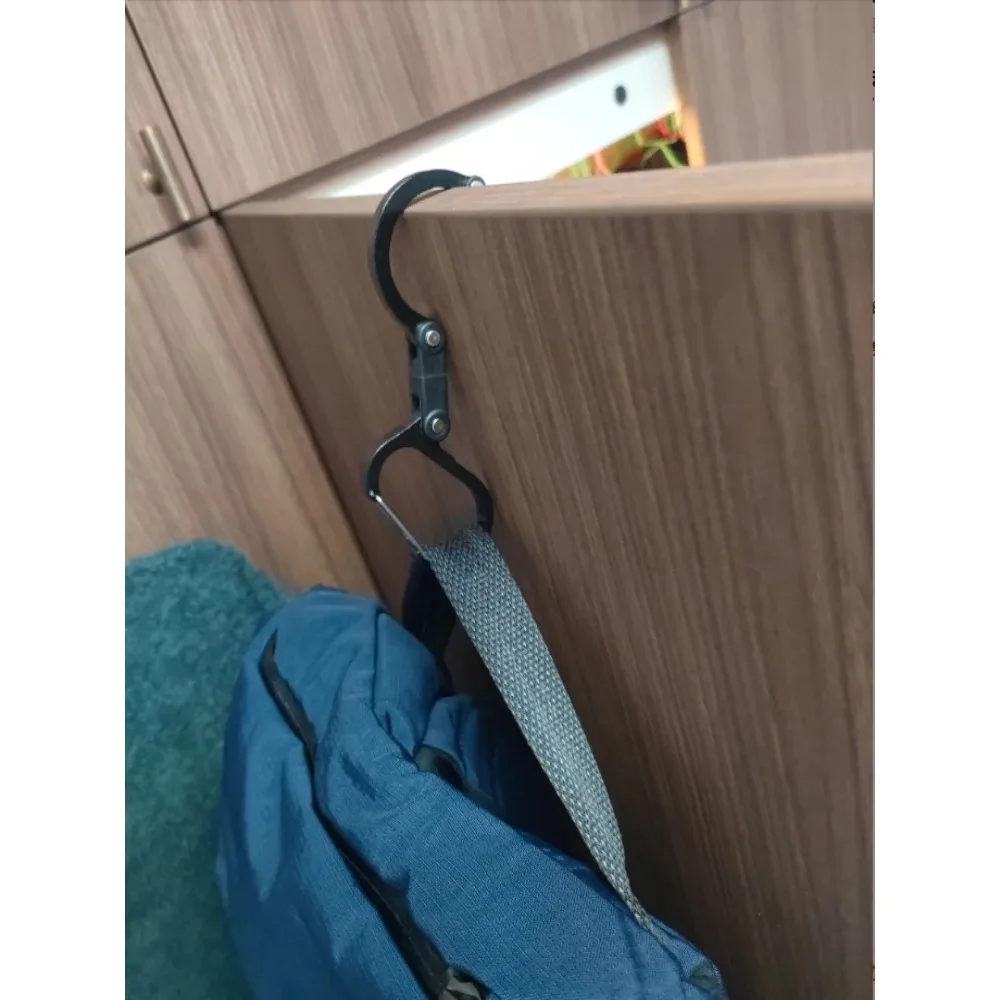 Klips do sprzętu kempingowego hybrydowego, karabińczyk z obrotowym haczykiem, mocne klipsy bez blokady do wędkowania, wędrówek, podróży, plecaka, karabińczyk. — zdjęcie 6