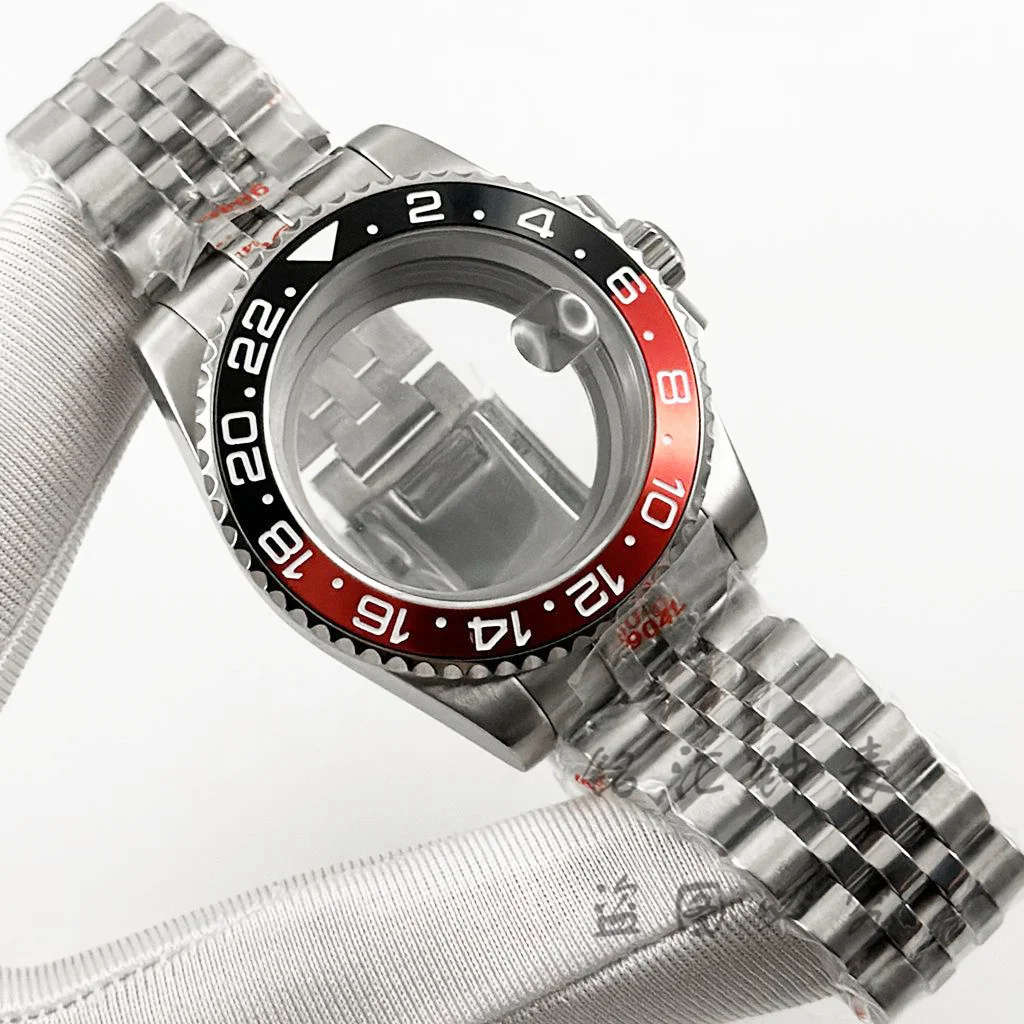 VH31 40MM SUB Black Red GMT Bezel Sapphire Glass Watch Case Jubilee Bracelet For NH35 NH36 ETA2824 Movement 120 Clicks Bezel view 2