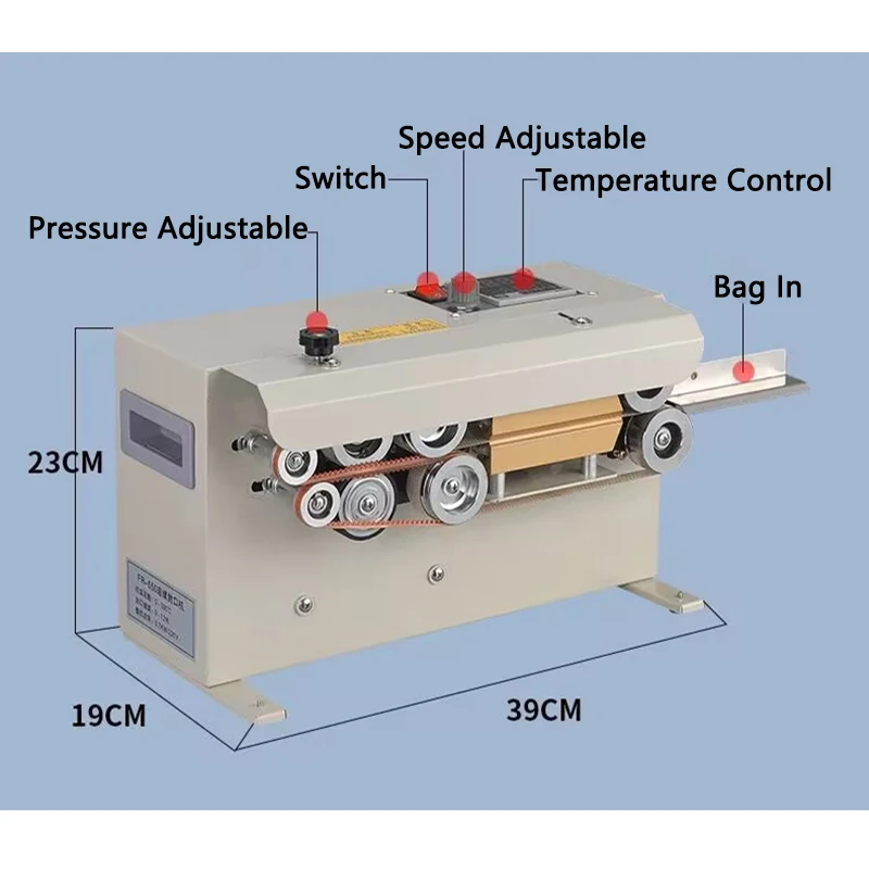 

FR-550 Continuous Sealing machine Automatic Tea Mooncake Packaging Bags Sealing Machine Commercial Packaging Bags Heat Sealer