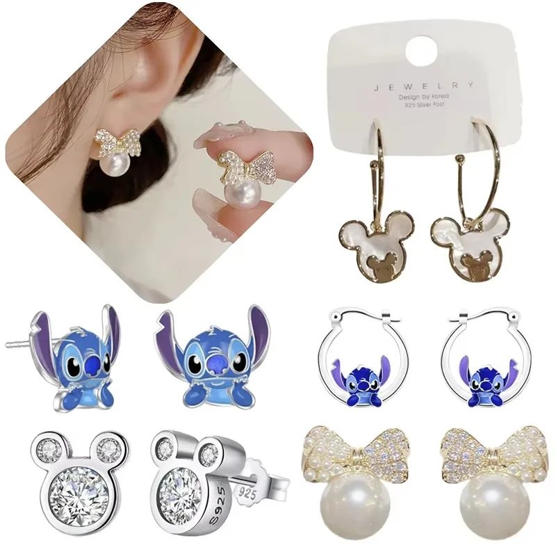 

Disney Cartoon Lilo & Stitch Earrings for Women Mickey Minnie Anime Figures Modeling Stud Earrings Fashion Jewelry Accessories