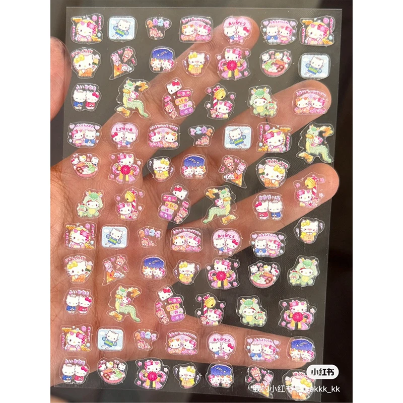 Anime Kawaii Y2k Hello Kitty Girls Nail Art Stickers Cartoon Retro Women My Melody Hangyodon Cinnamoroll Sanriod Sticker Gifts