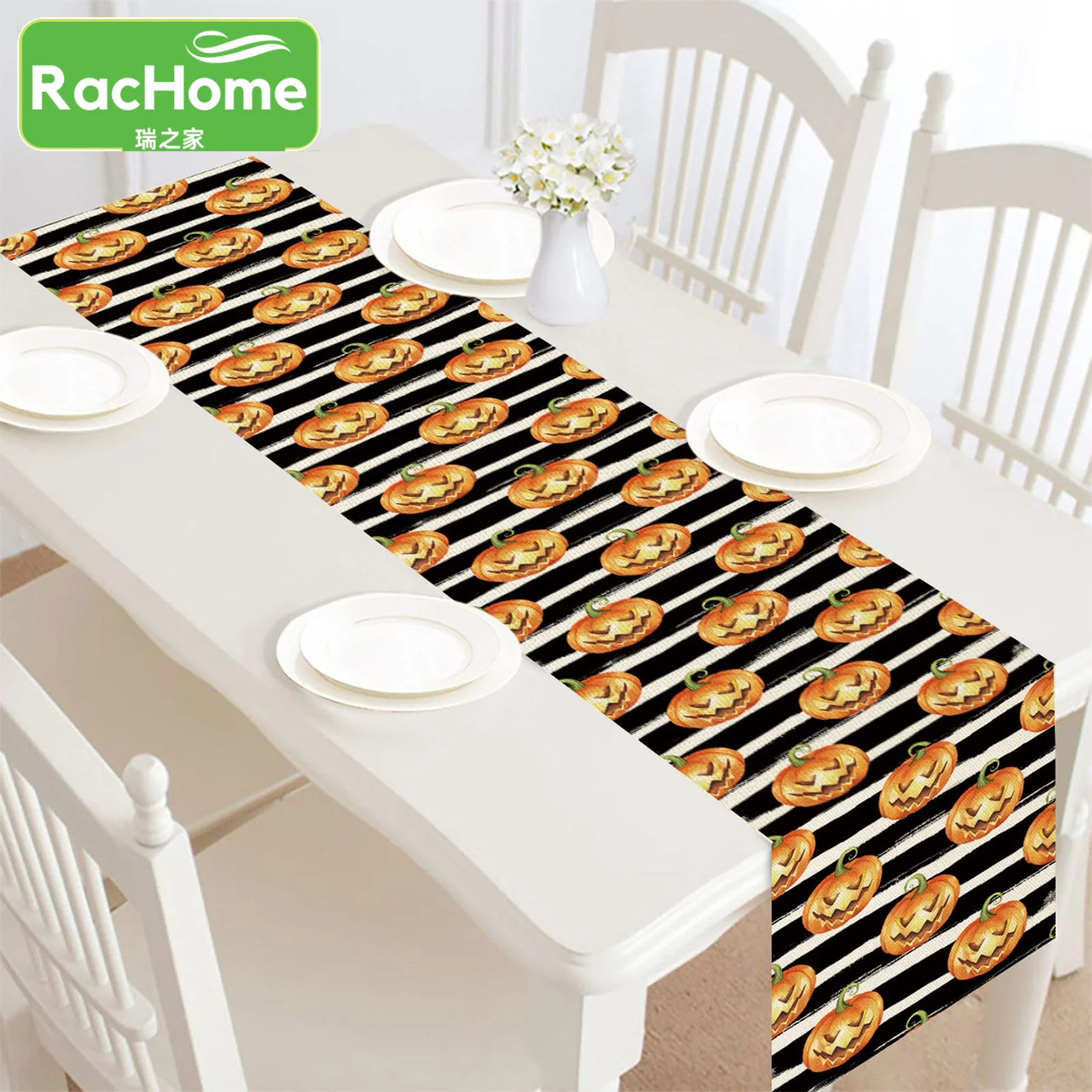 30x180cm Halloween Pumpkin Plaid Table Flag Table Runner For Party Table Cloth Halloween Party Decoration Tables Runner For Home