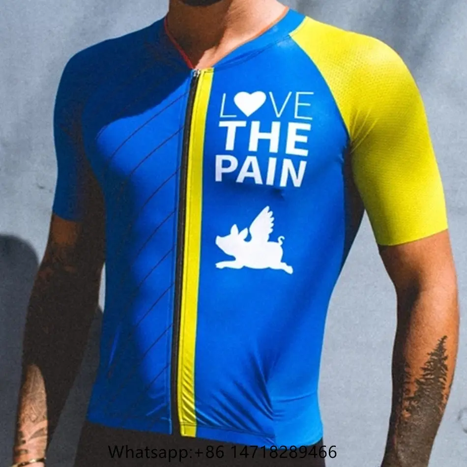 Love The Pain Men\'s Riding Cycling Jerseys Short Sleeve Aero Race Classic Shirts Motocross Downhill Mtb Wear Maillot Ciclismo