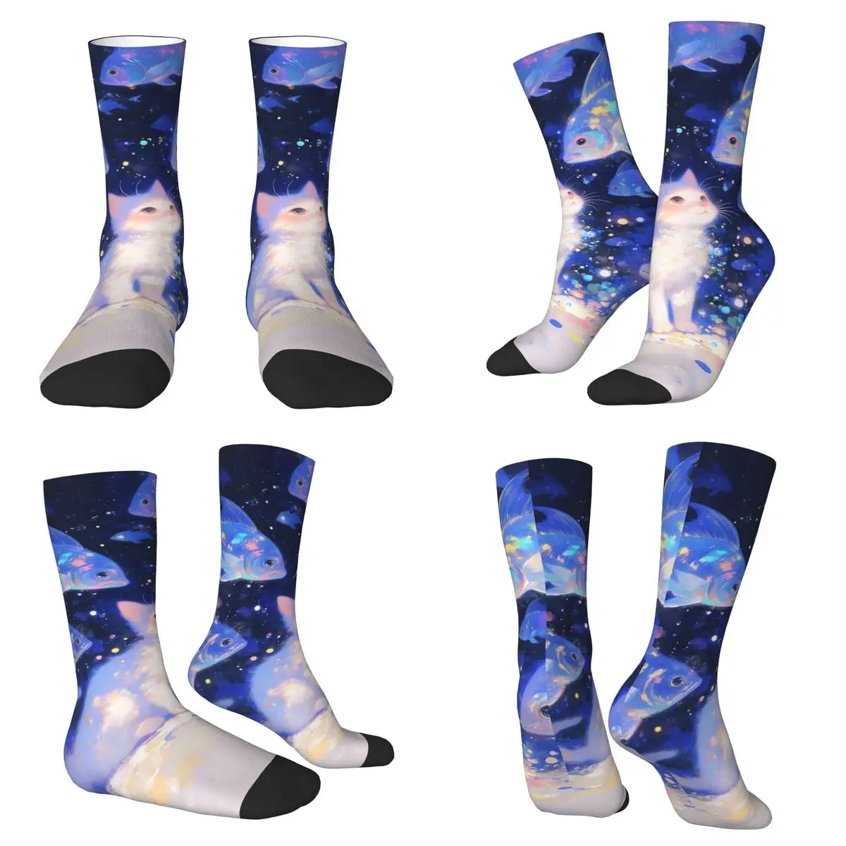 

Cartoon Star Sea Cat And Fish Socks Harajuku High Quality Stockings All Season Long Socks Accessories for Unisex Christmas Gifts