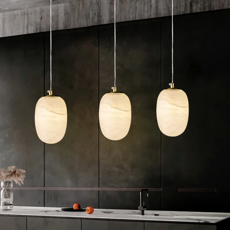 

Modern Simple Imported Spanish Marble All-Copper Small Pendant Light for Nordic Luxury Bar Restaurant Bedroom Bedside Lighting