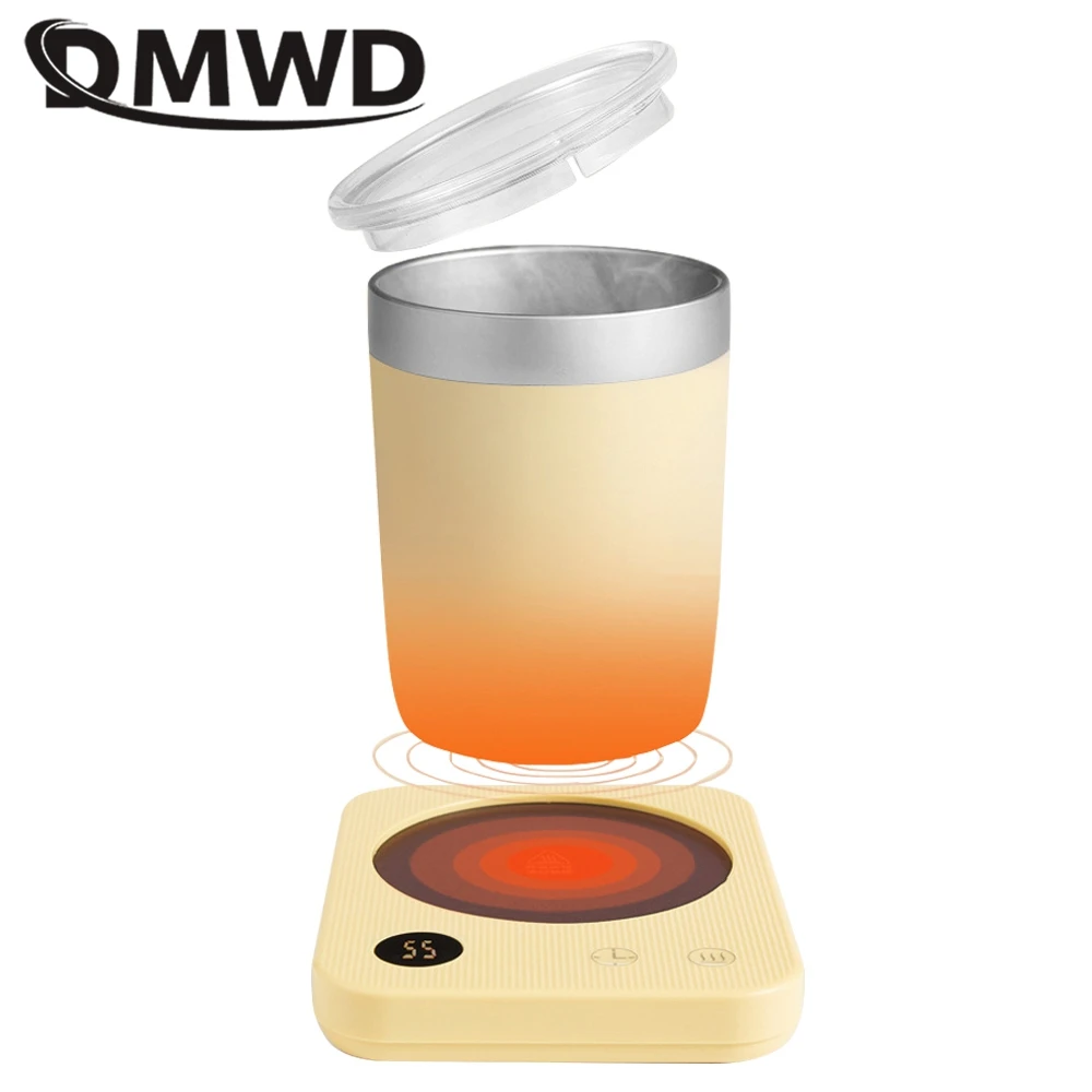 DMWD Household Heating Coaster Electric Hot Plate Portable Milk Warmer 4 Gears Thermostat Pad Office Heater With Cup Tea Maker