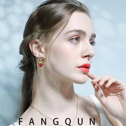 New Vintage Baroque CZ Zircon Lion Head Stud Earrings Women Punk Hip Hop High Quality Unusual Earrings Brand Statement Jewelry