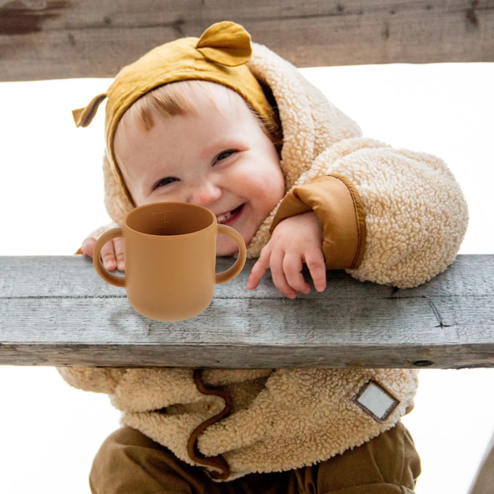 

Silicone Training Cup Toddlers Dual Handles Drop Resistant Baby Open Cup Infant Water Mug Easy Grip Lightweight