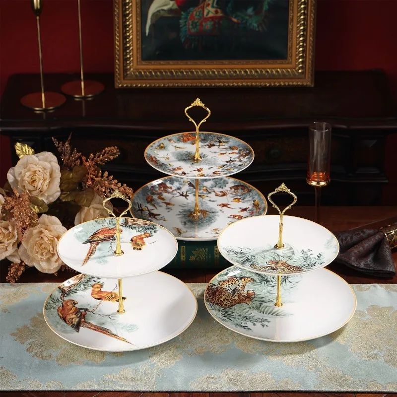 

Premium British Ceramic Dessert Fruit Plate Creative Cake Stand Living Room Afternoon Tea Dry Fruit Tray