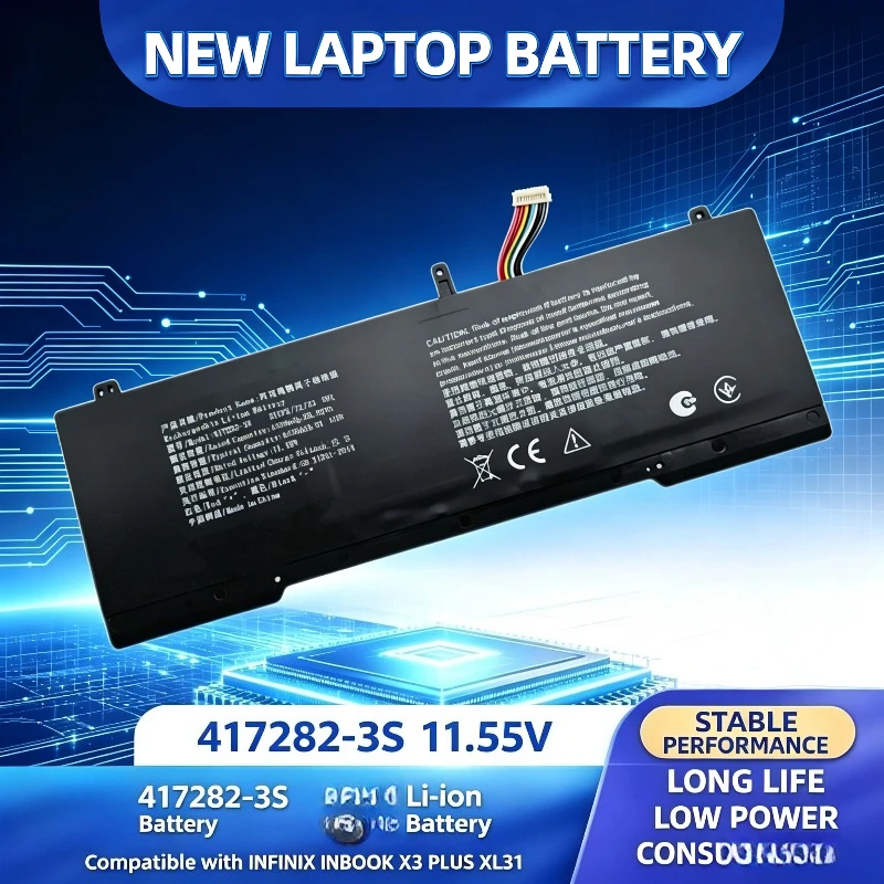 417282-3S 3ICP5/72/83 11.55V 4330mAh 50.01Wh High Capacity Replacement Li-ion Battery for Infinix INBOOK X2 X3 PLUS XL21 XL31