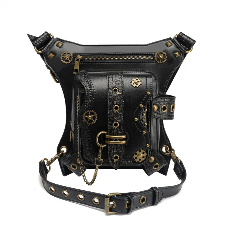 Punk Motorcycle Chain Bag Niche Retro Men Outdoor Cell Phone Belt  women's bag