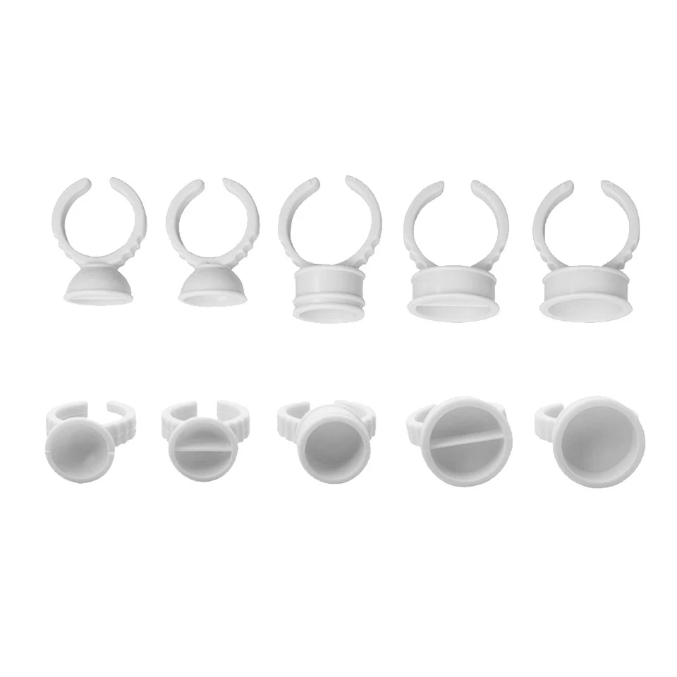 100PCS Disposable Plastic Silicon Tattoo Ring Cups Containers Holder For Permanent Makeup Eyelash Glue Tattoo Pigment Ink Cups