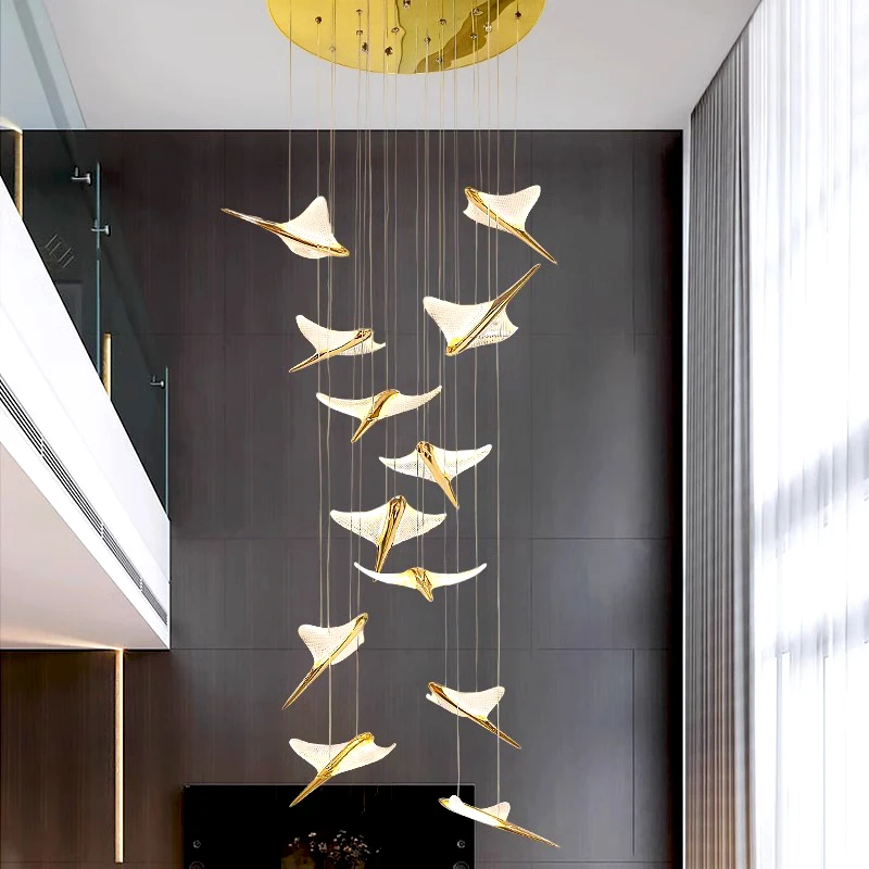 Italy Designer High-end LED Hanging Lamp Staircase Villa Hotel Lobby Exhibition Hall Luxury Chandelier Home Decoration Lighting