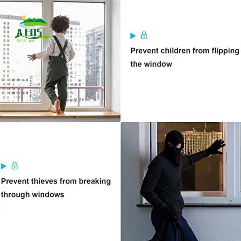 

AED5-2-Piece Set Stainless Steel Aluminum Alloy Window Lock Anti-Theft Lock Sliding Door Child Anti-Theft Lock Black