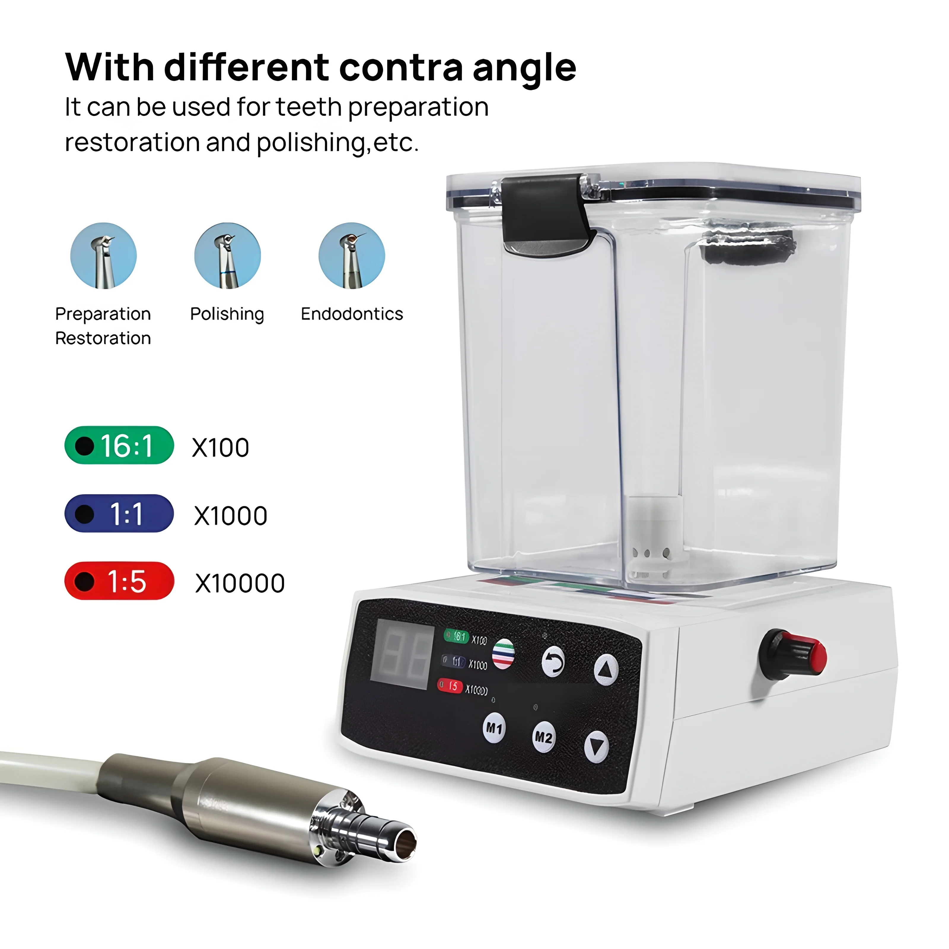 2 In 1Dental LED Brushless Electric Micro Motor With Water Tank1:1/1:5/16:1 Contra Angle Handpiece Dentist Training Clinic Tools