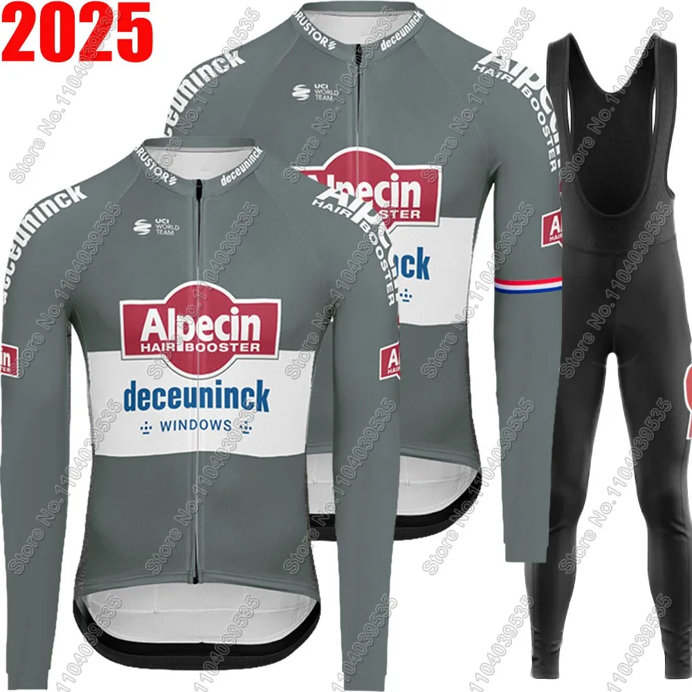 

Alpecin Deceuninck чемпион мира 2024 фургон Der Poel Велоспорт Джерси с длинным рукавом Комплект зимний костюм горный велосипед Дорожные Брюки Комбинезон Maillot