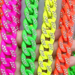 Acrylic Hand Paint Candy Colors Twisted Assembled Parts Beads With Diamond For Women Frosted Necklace Jewelry Accessorie Finding