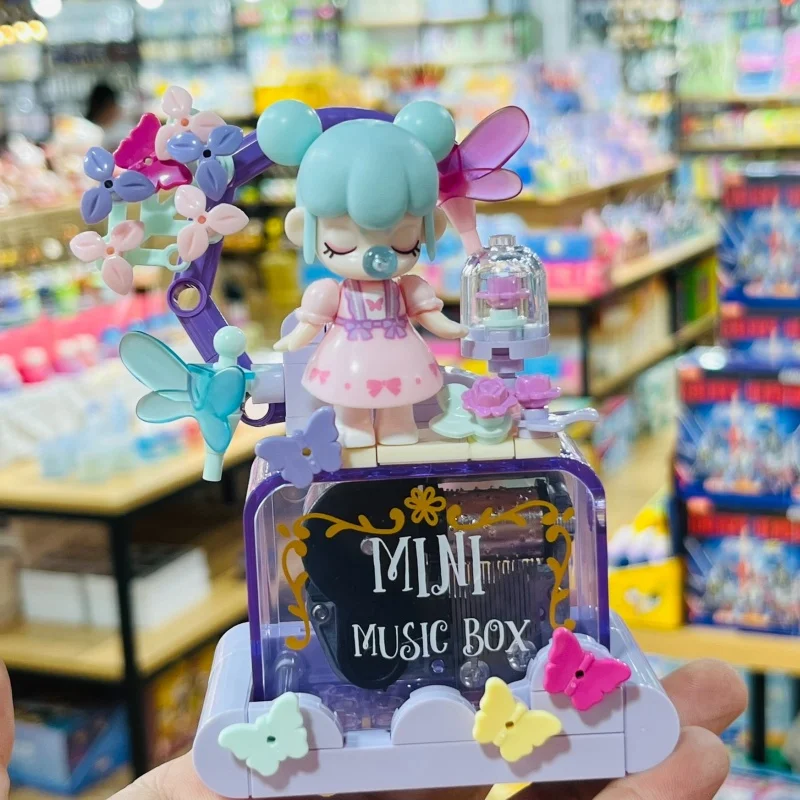 JAKI Pinlepai Nanci rolife Building Block Music Box Blocks Brick Bricks Cartoon Figure Musical Decoration Toys For Children