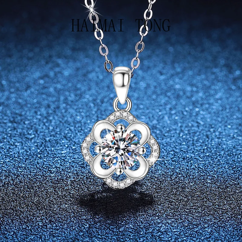 

HAIMAITONG PT950 Platinum Cross-border, Necklace Moissanite Pendant, Simple, Pendant 1 Carat Moissanite Necklace Wholesale
