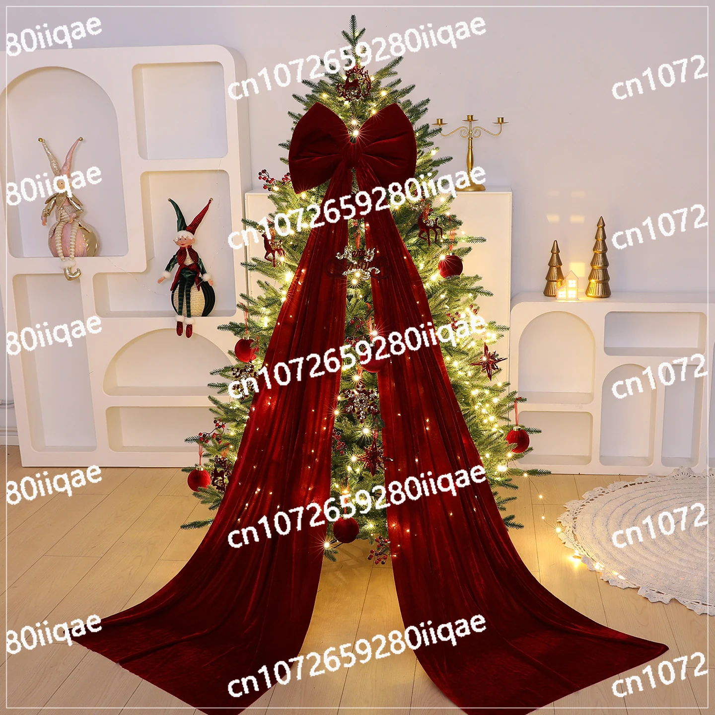 Christmas tree red bow with light big tree ins wind simulation tree set