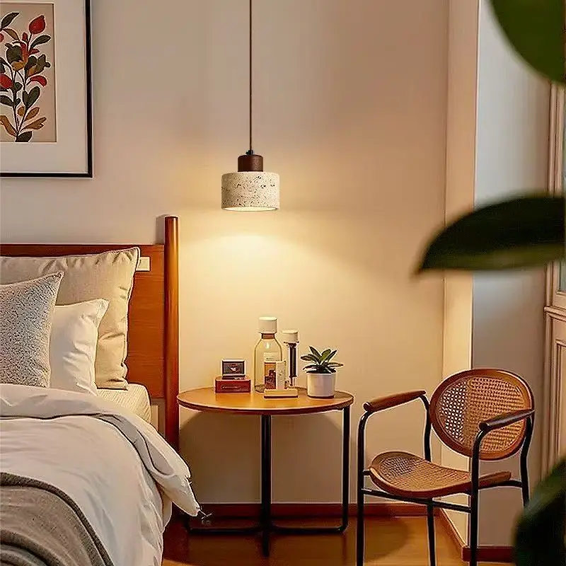 

Современный дизайнерский желтый травертиновый подвесной проволочный светильник в стиле Ваби-Сбай, прикроватное освещение, люстра из пещерного камня для спальни и бара