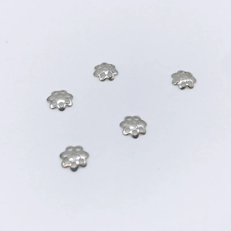 Pétale de fleur plaqué argent, perles d'espacement d'extrémité, casquettes, breloques, perle standardisée pour boucle d'oreille, bracelet, bijoux, trouver exécutif, 6mm, 200 pièces par lot